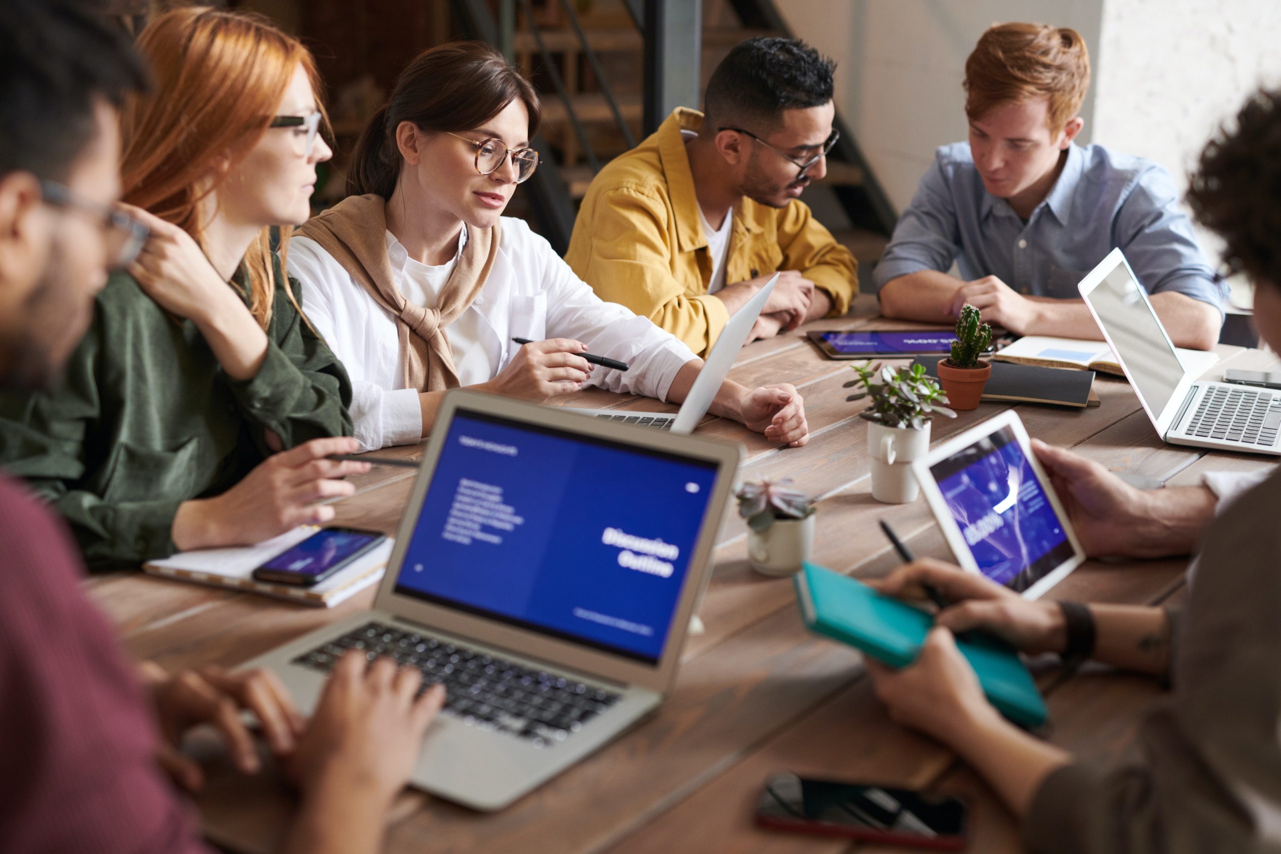 People discussing business performance