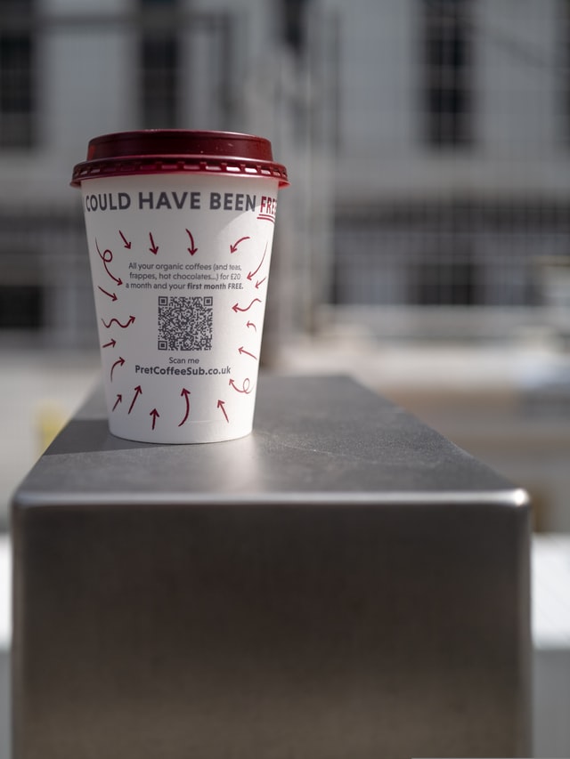 qr code on a coffee cup