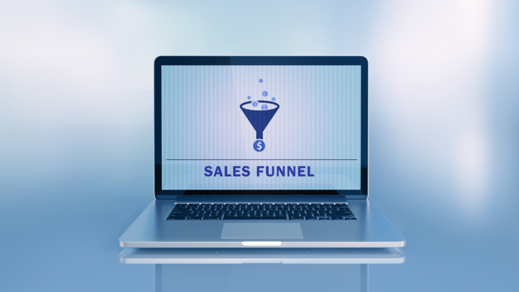 diagram of a sales funnel on a laptop