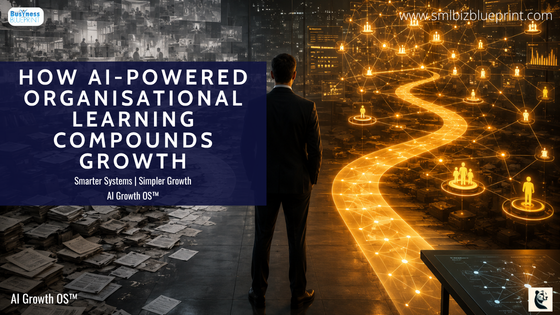 Executive standing between fading knowledge and a growing organizational intelligence network.