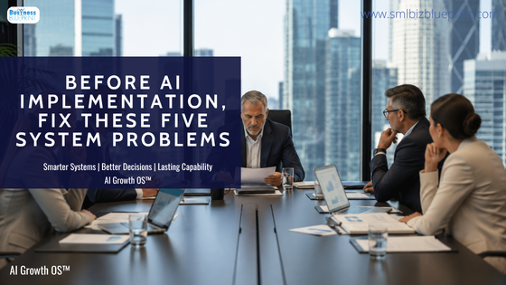 Before AI Implementation, Fix These Five System Problems The CEO sits at the end of a large table reviewing documents.