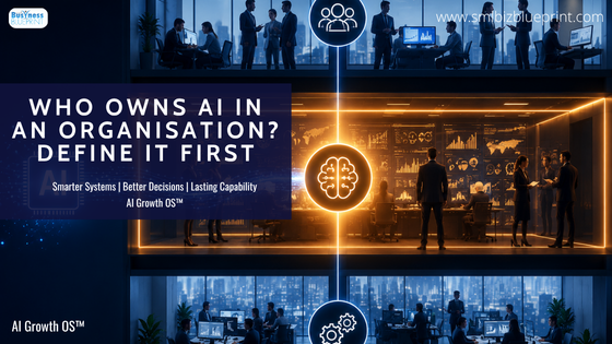 Who Owns AI in an Organisation Define It First Cross-section of an organisation with AI illuminating the central decision layer.