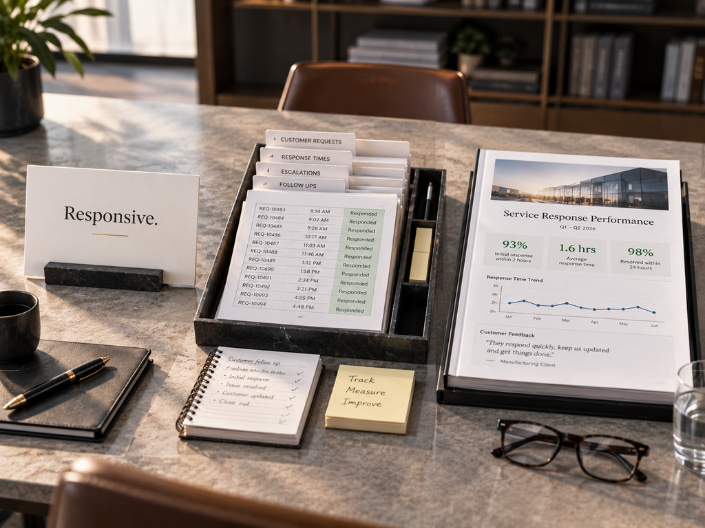 Three-stage display showing a business claim progressing into operating evidence and then contextualised proof.